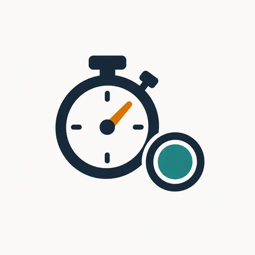 A stopwatch beside a coin.