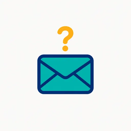 A closed envelope with a question mark above it.