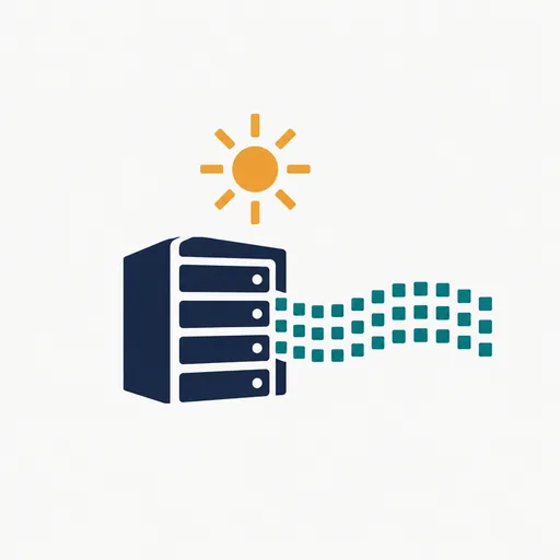 A server streaming tokens under a sun.