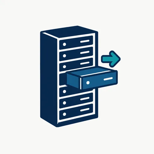 A server rack with one module pulled half out.