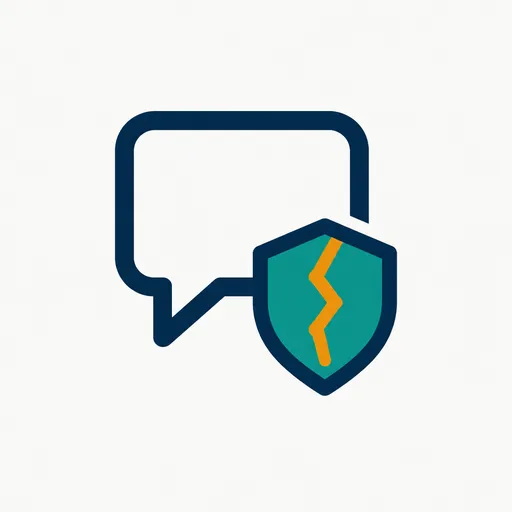 A chat bubble with a cracked shield: safety claims.