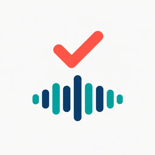 A checkmark above a sound wave.