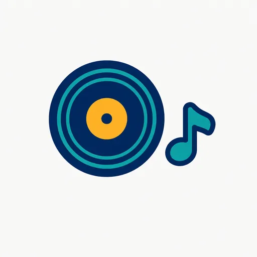 A vinyl record and a musical note: the songs.