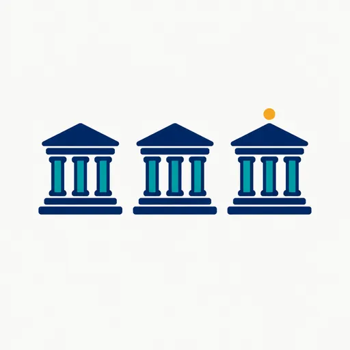 Three court buildings in a row: a series of suits.