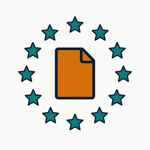 A ring of stars around a document: EU enforcement.