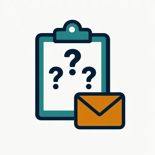 A clipboard of questions and an envelope: requests for information.
