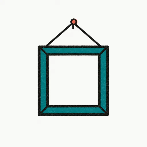 An empty teal picture frame hanging from a single nail: nothing from Anthropic to put in it yet.