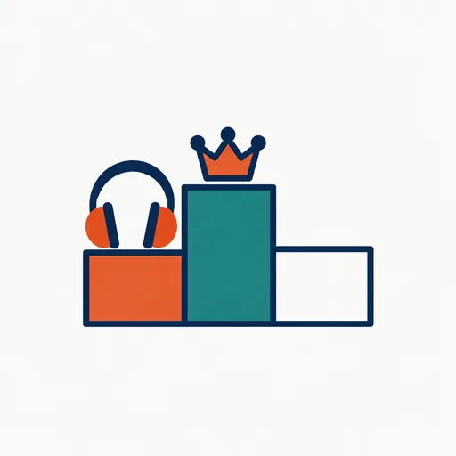 A small podium with headphones resting on the second step: second place in a listening test.