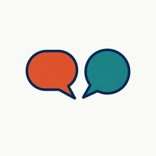 Two speech bubbles facing each other: a two-person dialogue.