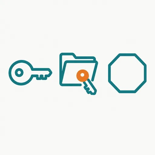A key, a folder with a key spilling out, and a stop sign in a row: the three intrusions and where each ended.
