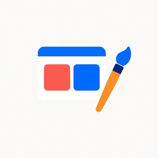 A brand kit with color swatches and a brush.