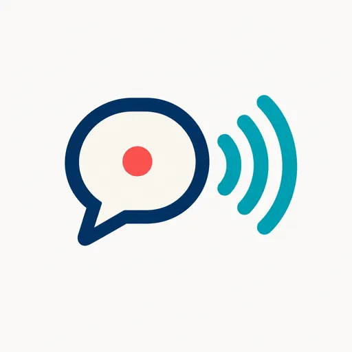 A speech bubble with sound waves.