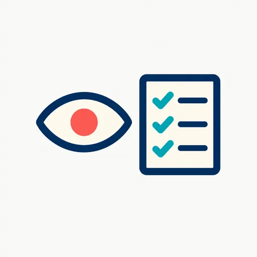An eye watching a checklist with ticks.
