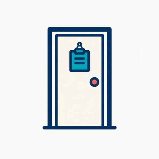 A closed door with a small waitlist clipboard.