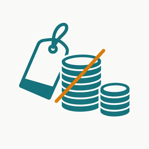 A price tag and a tall coin stack crossed by an amber line beside a smaller stack: a funding figure corrected from billions to millions.