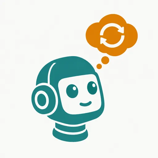 A robot head with a looping thought: reasoning about its own training.