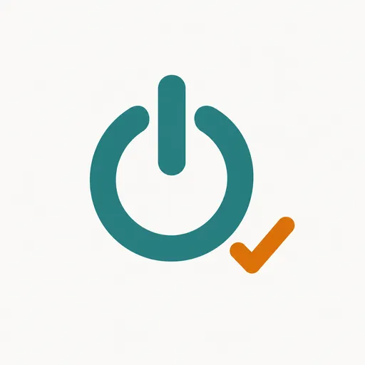 A power button with a check: it chose to allow shutdown.