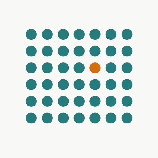 A grid of dots with one highlighted: about 1 in 1,000 runs.
