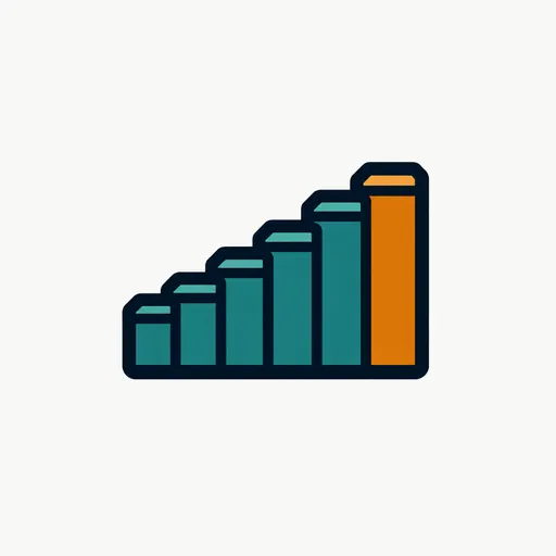 A rising set of bars: a leaderboard rank.