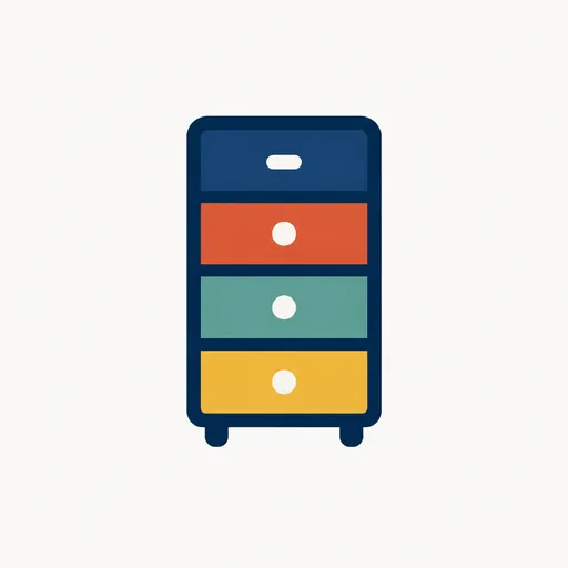 A cabinet of four colored drawers: four kinds of memory.