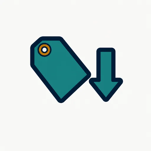 A price tag with a downward arrow: the replacement costs less.