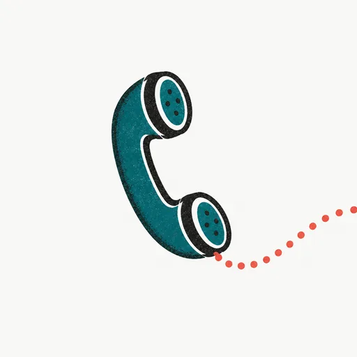 A telephone handset with a dotted line running off the edge: a claim passed along, not shown.