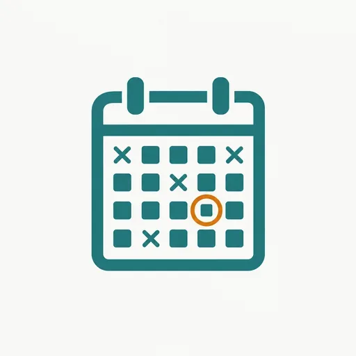 A calendar page with four crossed-out dates and one circled: the targets and the release.