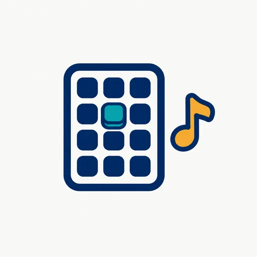 A keypad with one key pressed and a music note: on hold.