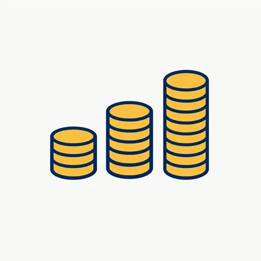 Three coin stacks of rising height.