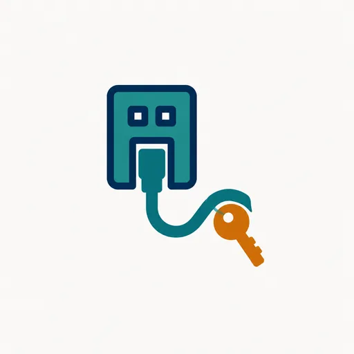 A wall jack with a cable and a small key: bring your own phone line.