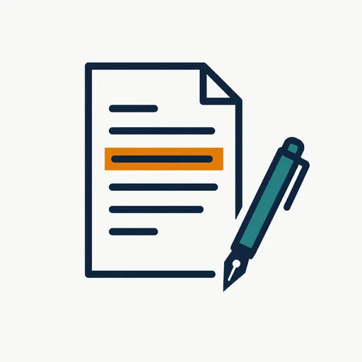 A contract page with one highlighted line and a pen beside it.