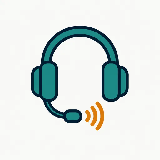 A headset with a sound wave: a voice model.