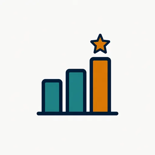 A bar chart with the tallest bar starred: first place.