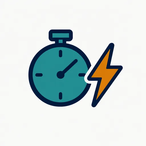 A stopwatch with a lightning bolt: latency.