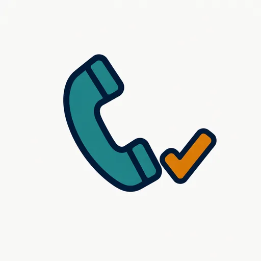 A phone handset with a check mark: calls resolved.