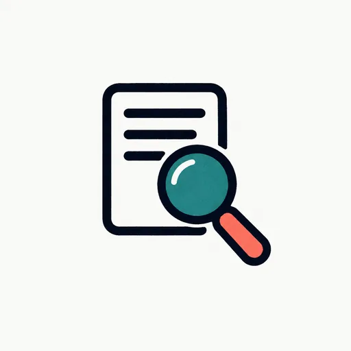A magnifying glass over a page: still under review.