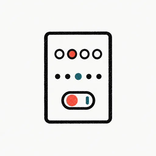 A form with three answer slots: a set of radio options, an ordered scale, and a single yes/no switch.
