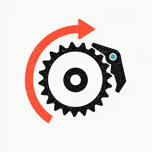 A one-way ratchet gear with an arrow that points upward only.