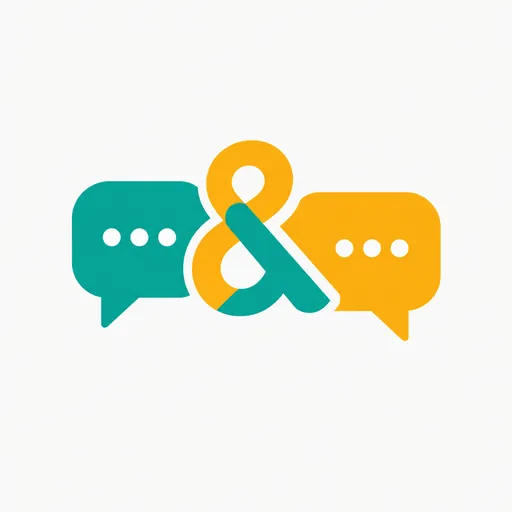 An ampersand joining two chat bubbles.
