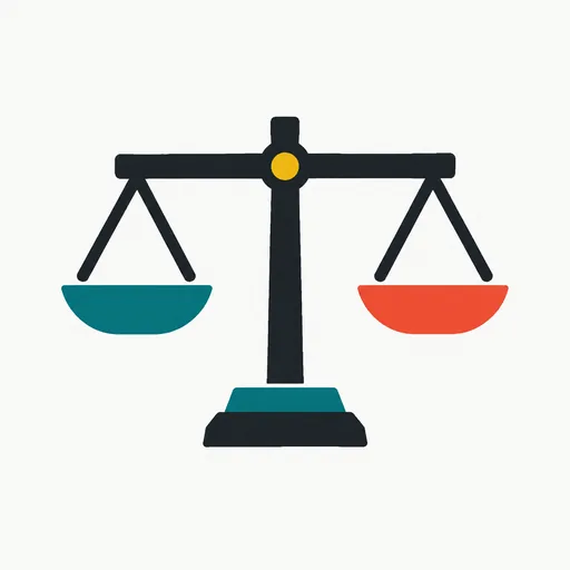 A balance scale with two nearly level pans, standing for a vendor's own parity claim.