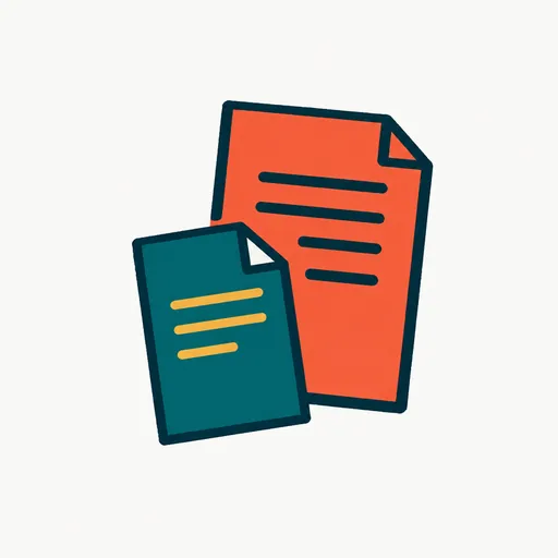 Two overlapping sheets of paper, one small and one large, standing for two documents that disagree.