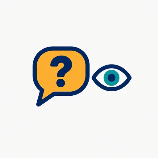 A speech bubble with a question mark and an eye: a question many people saw.