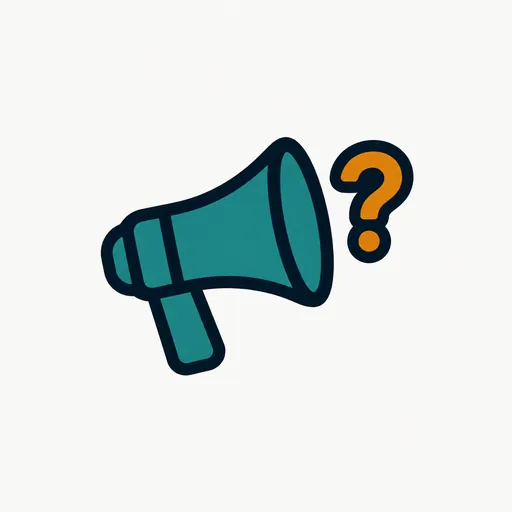 A megaphone with a question mark: an overstated claim.