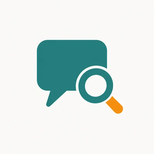 A chat bubble with a magnifying glass: AI used like search.