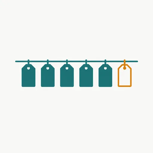 A row of numbered tags where one slot is blank.