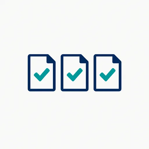 Three documents, each with a check mark.
