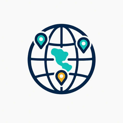 A globe with three location pins.