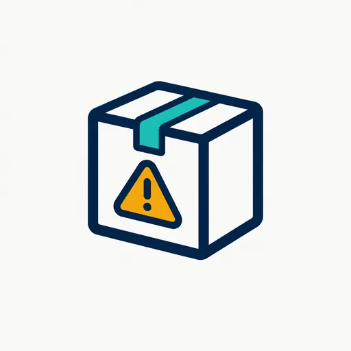 A package box with an amber warning triangle.