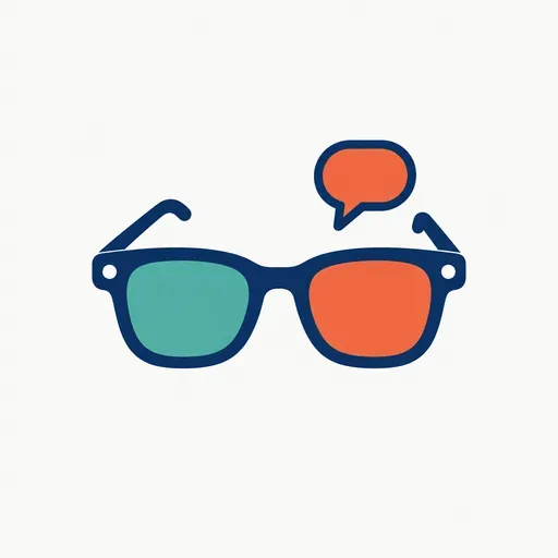 A pair of smart glasses with a small speech bubble above one lens.