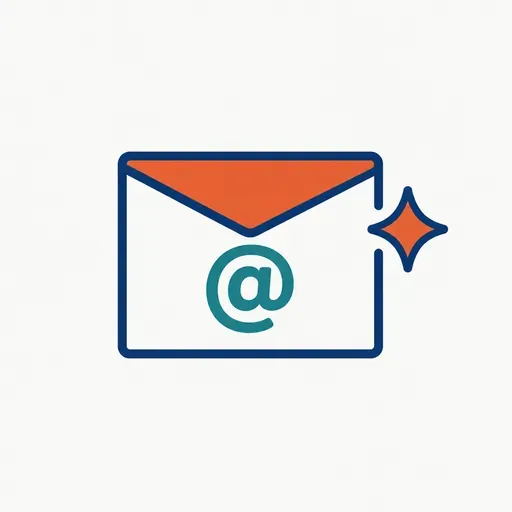 An envelope with an @ sign and a small spark: an agent with its own inbox.